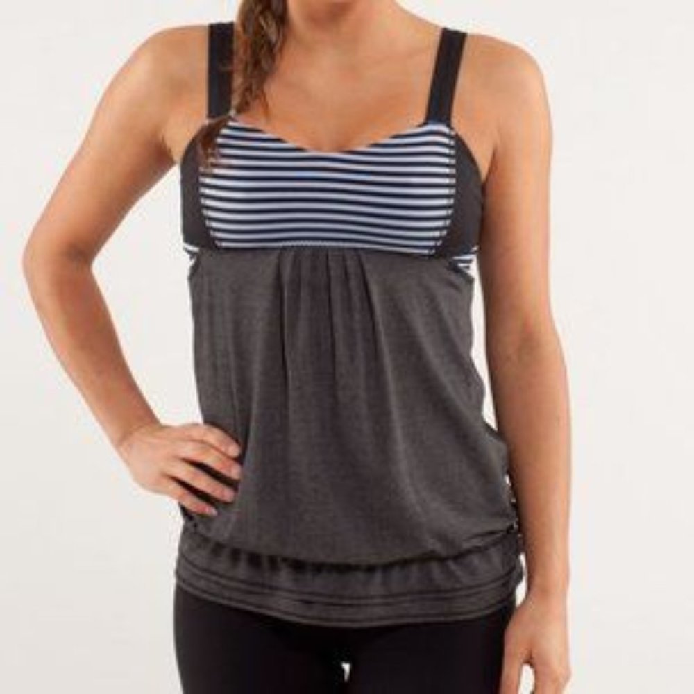 Lululemon Run Back On Track Tank Black / Classic Stripe Polar Haze Black 8